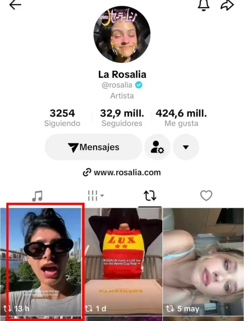 El video aparece compartido en el perfil de Rosalía