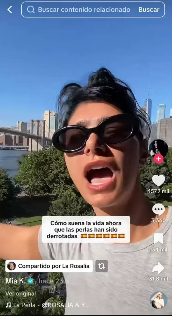 Mia Khalifa sostiene una campaña antiargetnina desde el comienzo del Mundial a la que esta vez se subió Rosalía