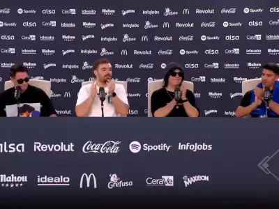 Ger�nimo "Momo" Benavides, Iba� Llanos y Gast�n Edul durante la conferencia del pesaje de La Velada del A�o 6.