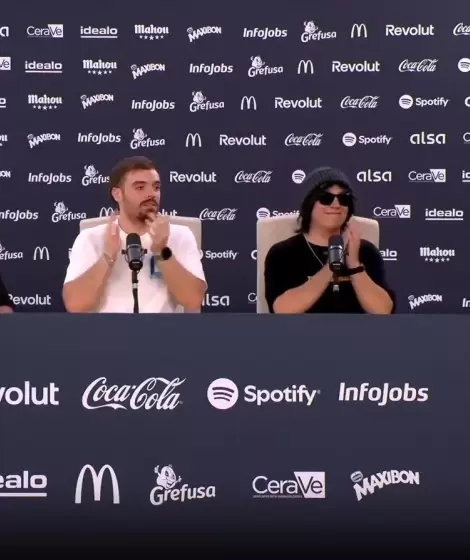 Ger�nimo "Momo" Benavides, Iba� Llanos y Gast�n Edul durante la conferencia del pesaje de La Velada del A�o 6.