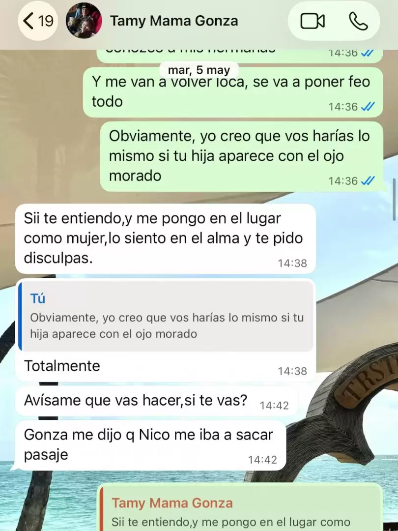 El intercambio de chats entre la denunciante y la madre del futbolsita