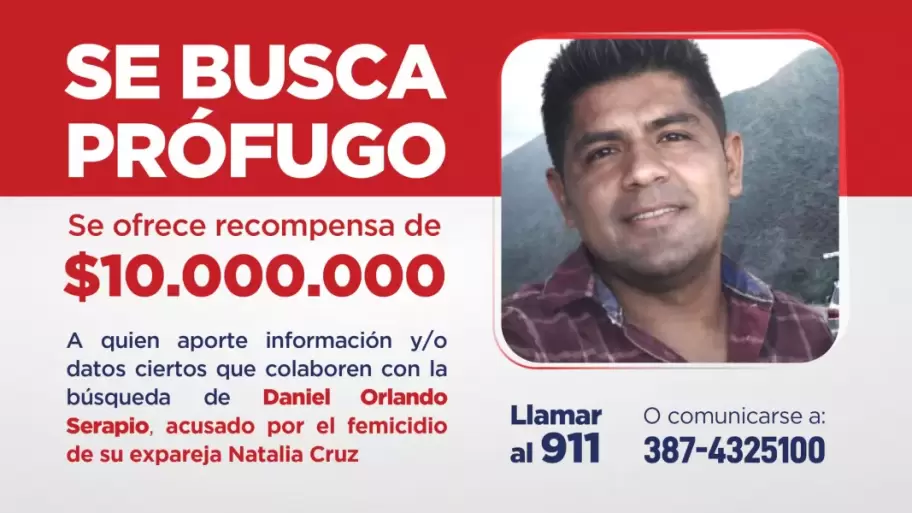 El anuncio donde la polic�a buscaba al femicida Daniel Orlando Serapio�