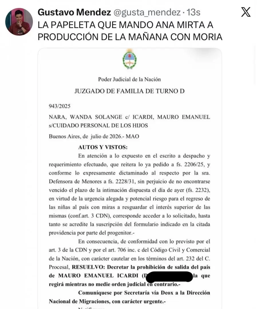 El juez le prohibió a Icardi salir del país