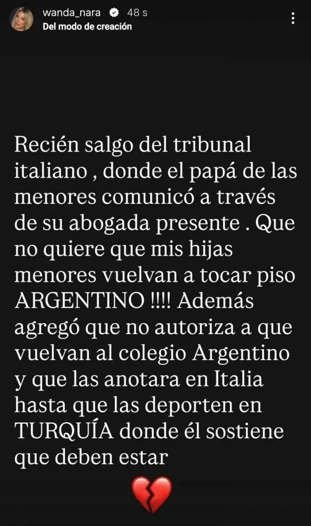 El explosivo cruce entre Wanda Nara y Mauro Icardi por los pasaportes que mantiene a Francesca e Isabella varadas en Italia