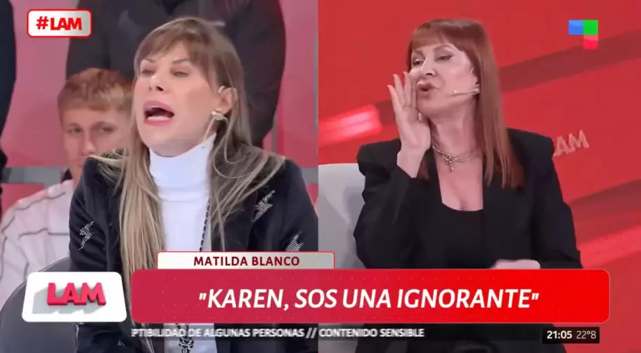 Karen Reichardt a los gritos con Matilda Blanco