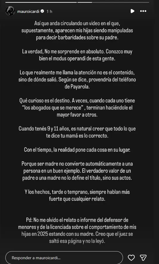 El posteo de Icardi sobre el video de sus hijas
