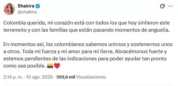Los artistas colombianos, conmovidos por el terremoto en Colombia