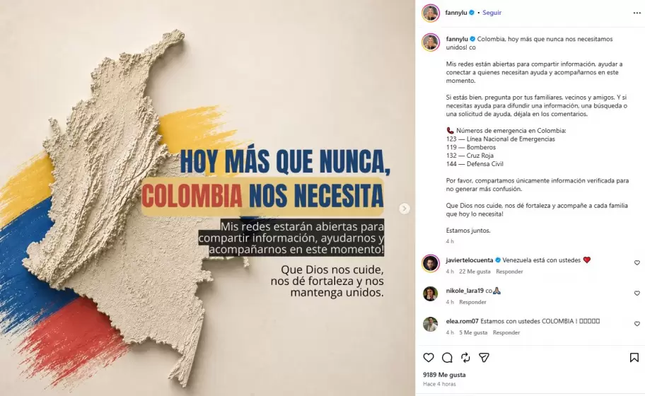 Los artistas colombianos, conmovidos por el terremoto en Colombia