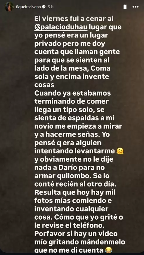 El descargo de Ivana Figueiras contra el Palacio Duhau, tras las versiones de una pelea con Darío Cvitanich que negaron.