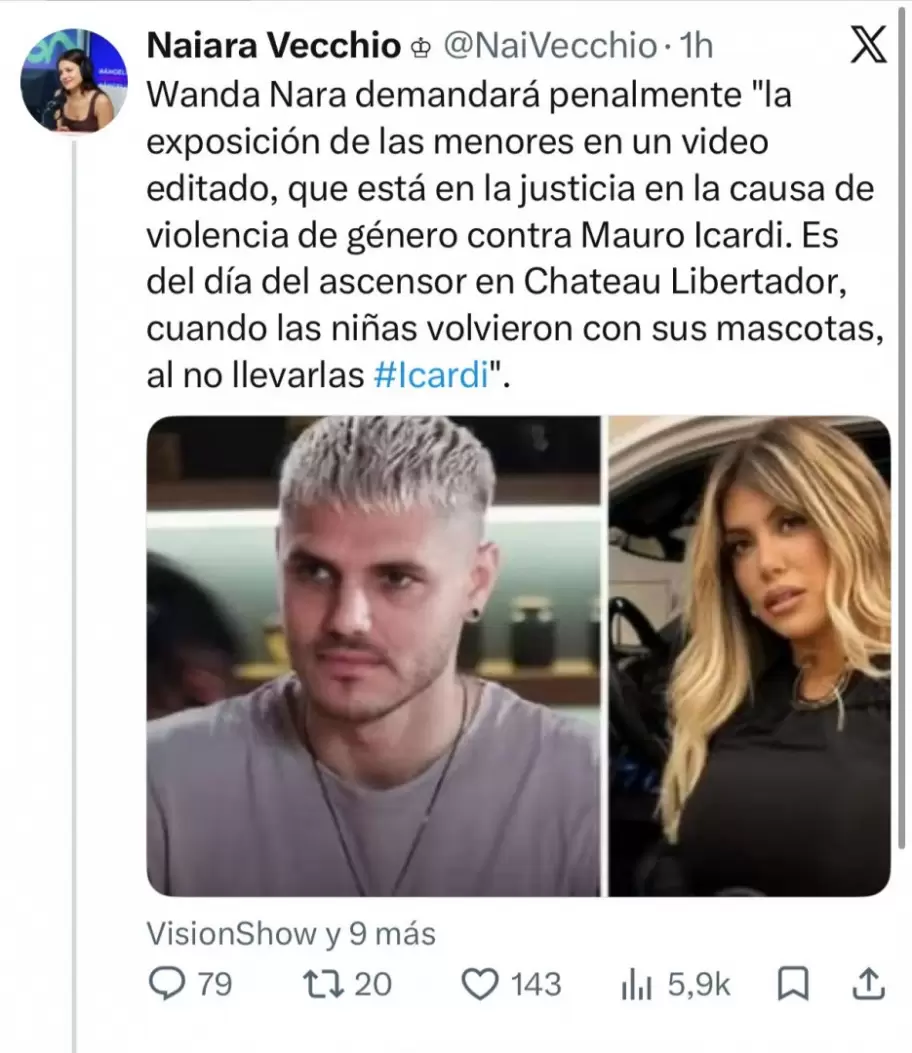 Wanda Nara demandará penalmente la exposición de las menores en un video editado