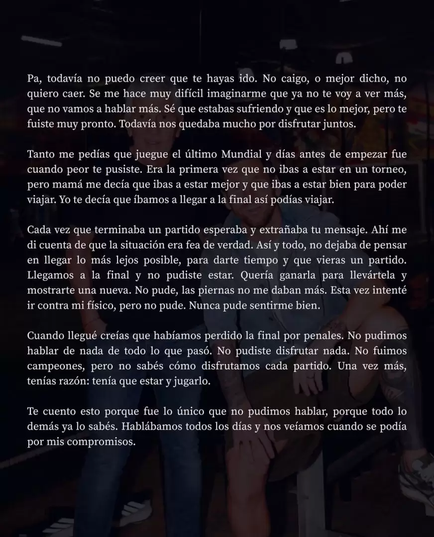 La carta de despedida de Lionel Messi a su papá