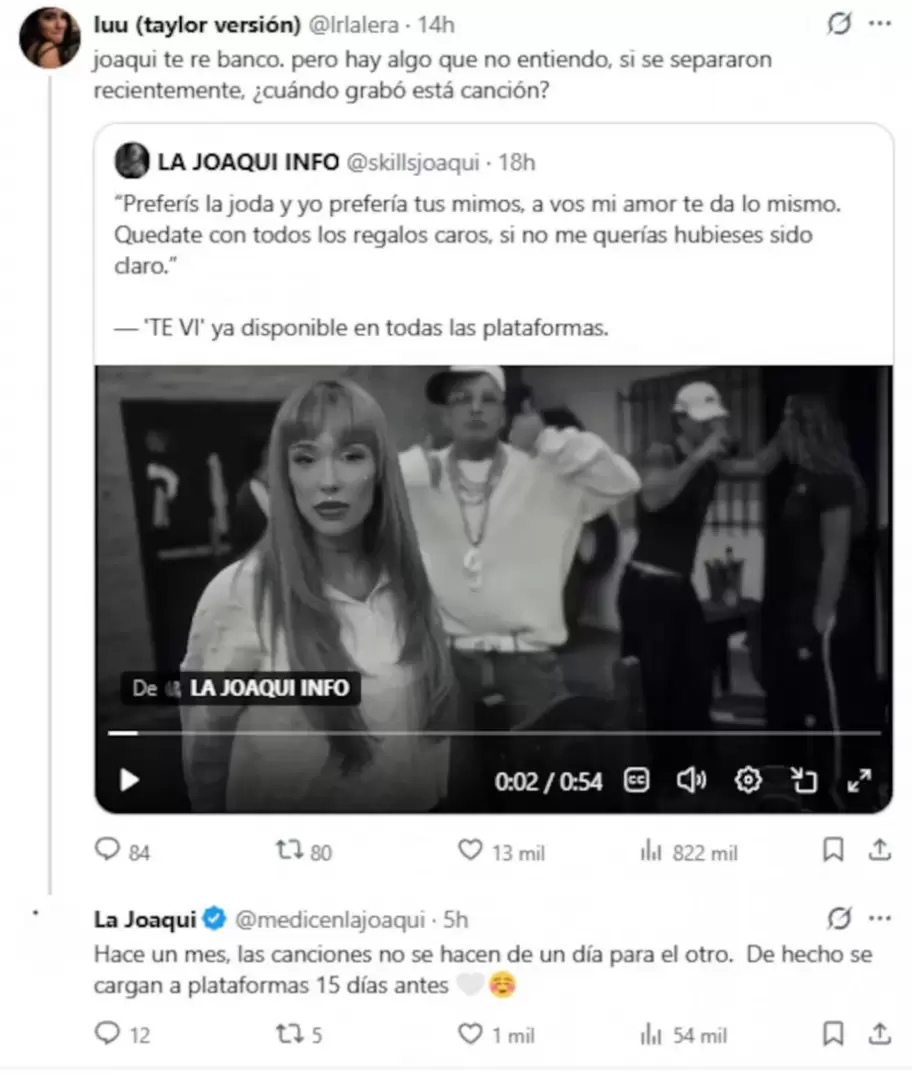 La Joaqui respondió a las dudas sobre su última canción