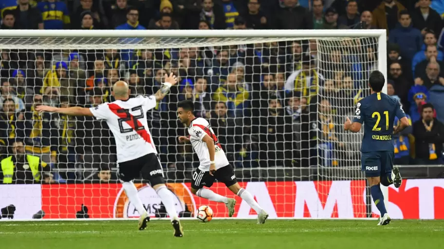 En la hist�rica final de la Copa Libertadores 2018 ante Boca, el Pity Mart�nez marc� el 3-1 definitivo en Madrid