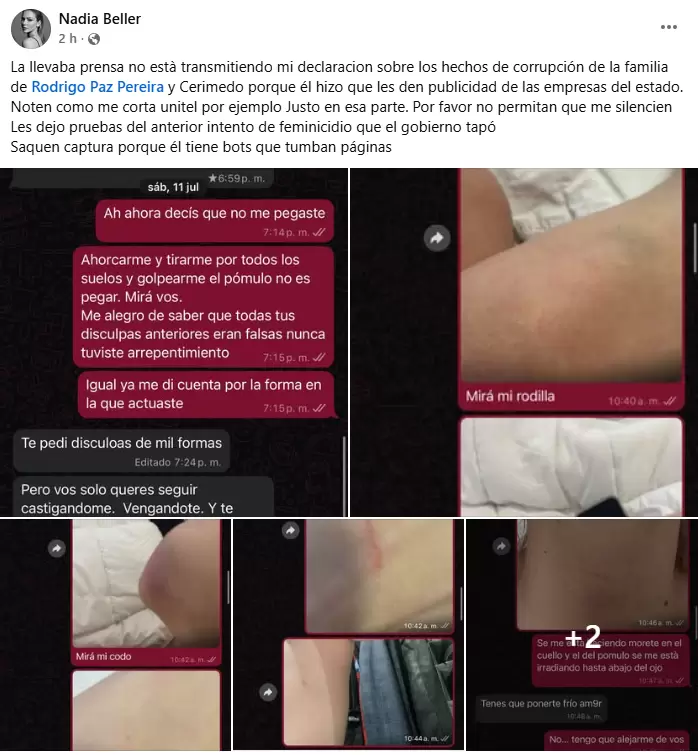 Nadia Beller mostró chats que complican a Fernando Cerimedo
