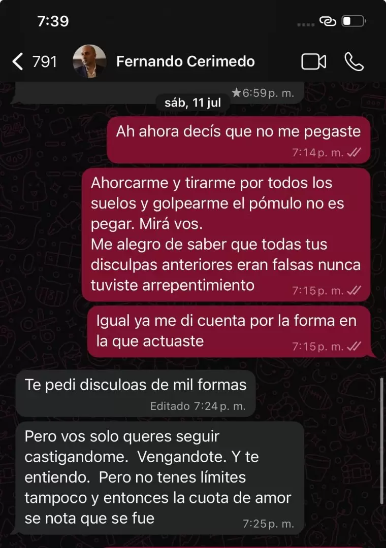 Nadia Beller mostró chats que complican a Fernando Cerimedo
