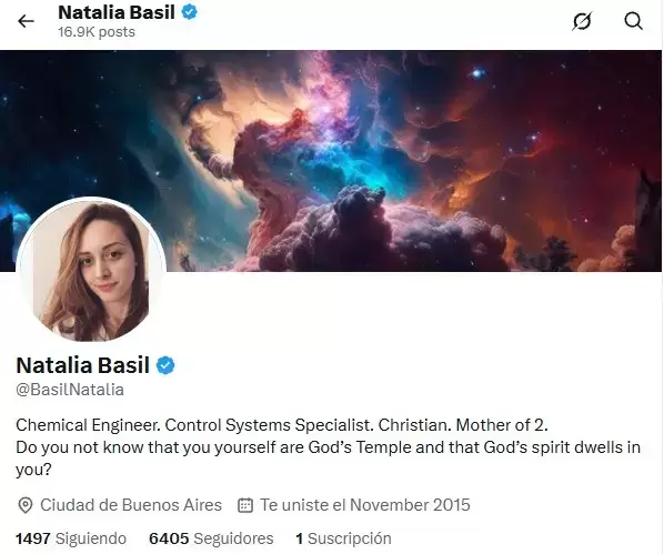 El perfil de X de Nadia Basil