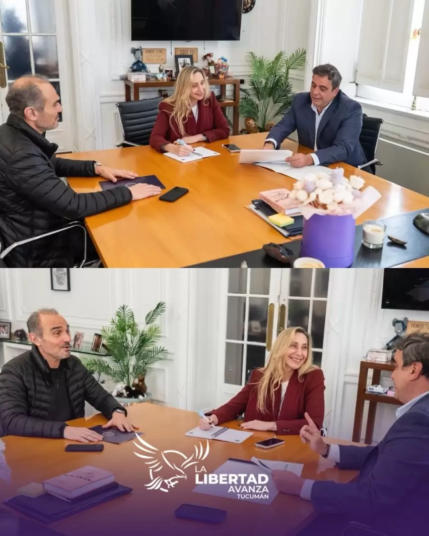 Lule Menem, Karina Milei y Lisandro Catalán