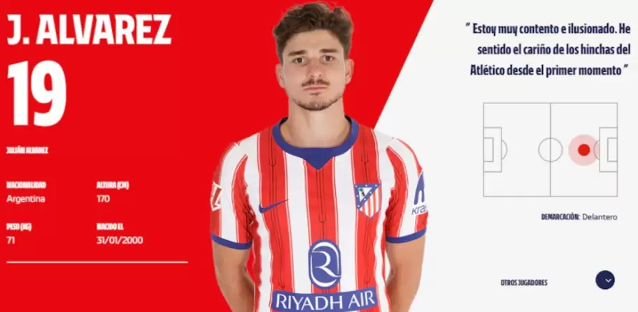 El Atl�tico de Madrid y la foto de Juli�n �lvarez que demostr� su inconformidad por no haber sido transferido.