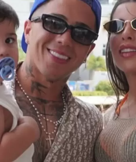 Valentina Cervantes con Enzo Fern�ndez y su hijo
