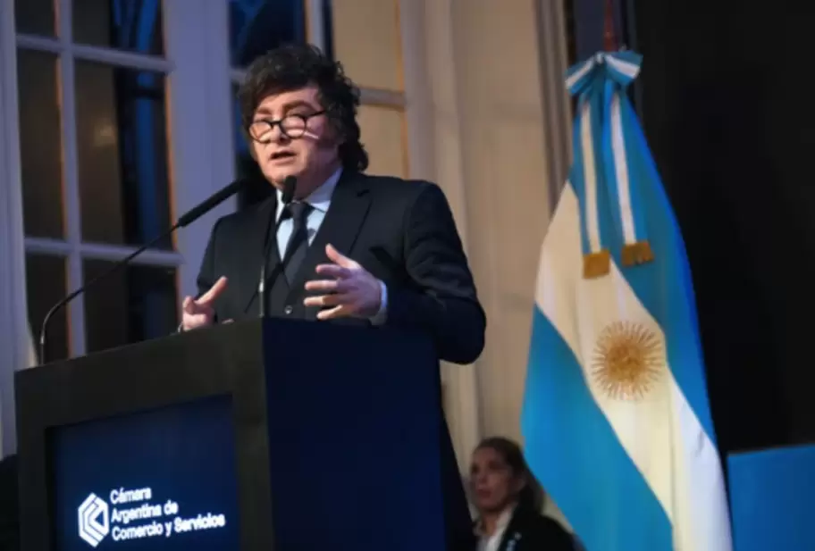 Javier Milei durante su intervenci�n en el Council of the Americas de 2026.