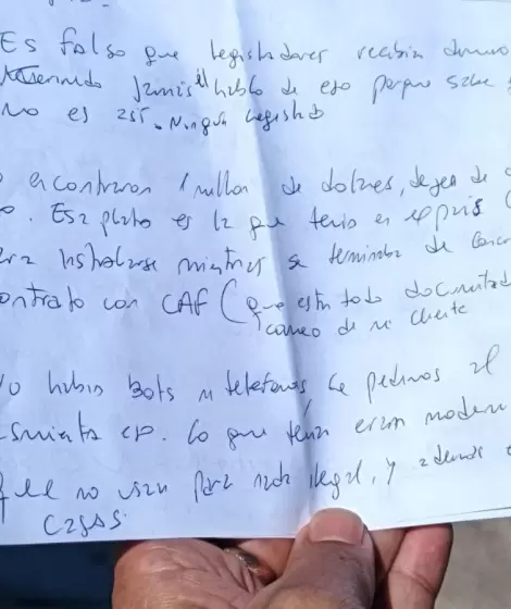 Las ocho respuestas de Cerimedo a trav�s de una carta