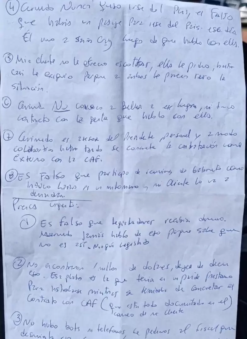 Las ocho respuestas de Cerimedo a través de una carta