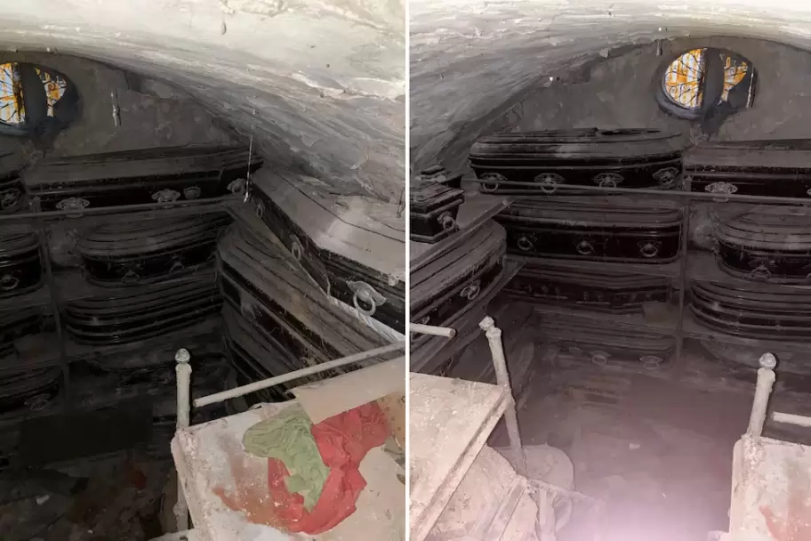 El interior de la bóveda de los Girado Passo en el Cementerio de la Recoleta todavía tiene los cuerpos de sus ancestros.