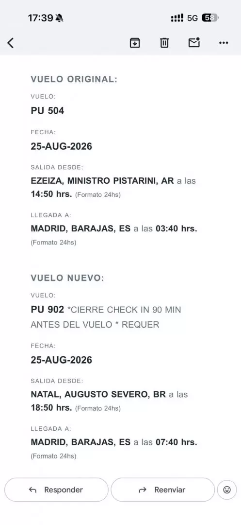 Cientos de pasajeros continúan varados en Natal.