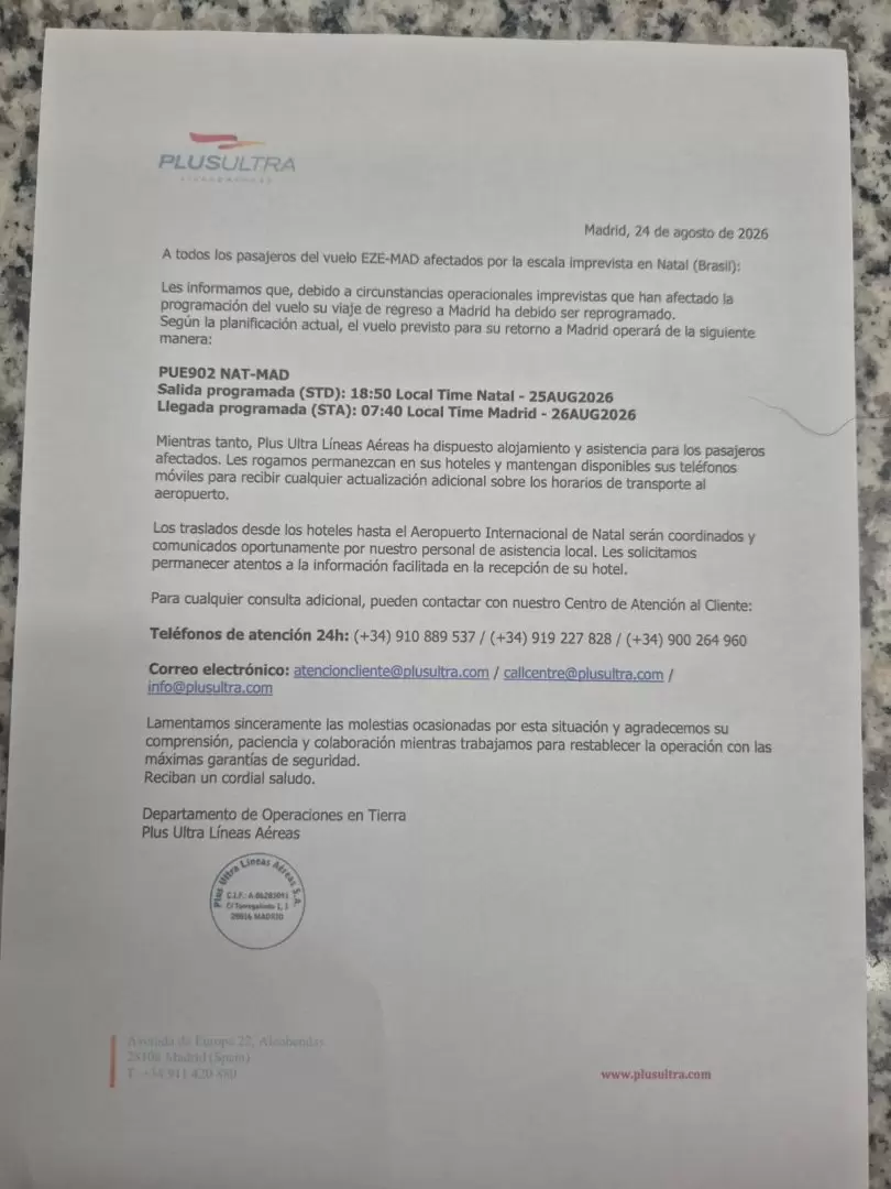 Cientos de pasajeros continúan varados en Natal.