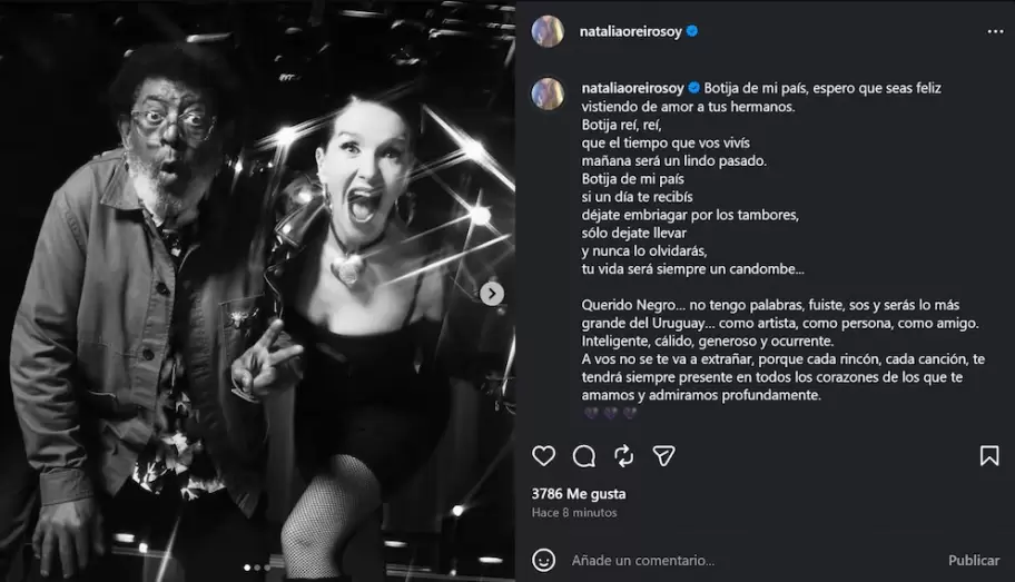 Natalia Oreiro despidió a Rubén Rada