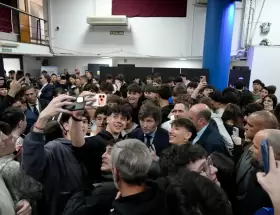 Una de las pocas fotos que trascendieron de la visita de Milei a la ORT