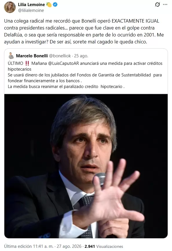 Lemoine apunt� contra Marcelo Bonelli en su defensa de Javier Milei.