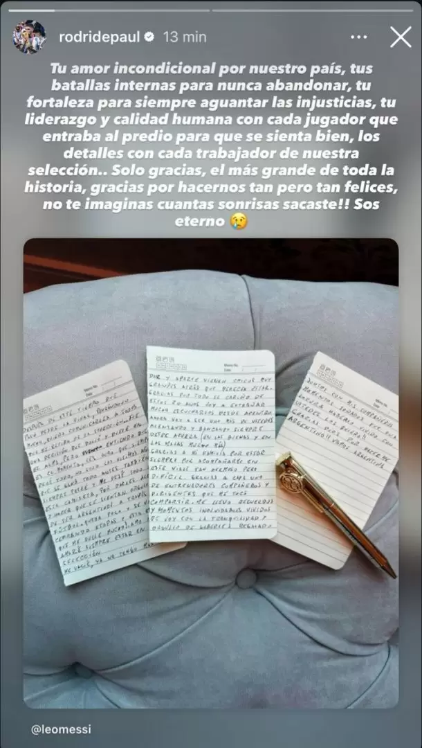 El sentido mensaje de Rodrigo De Paul tras el anuncio de Messi