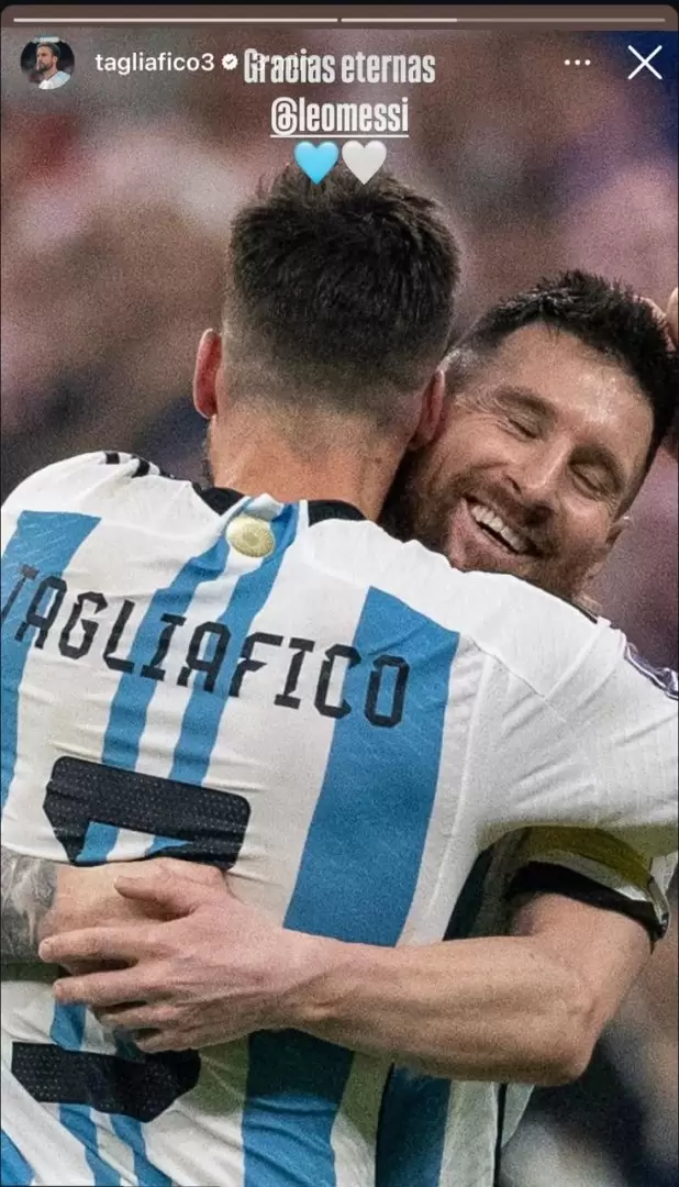 Nicolás Tagliafico eligió una imagen para decir aquello que quizá las palabras no podían explicar