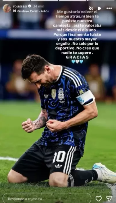 La hermosa despedida de Rojas a Messi