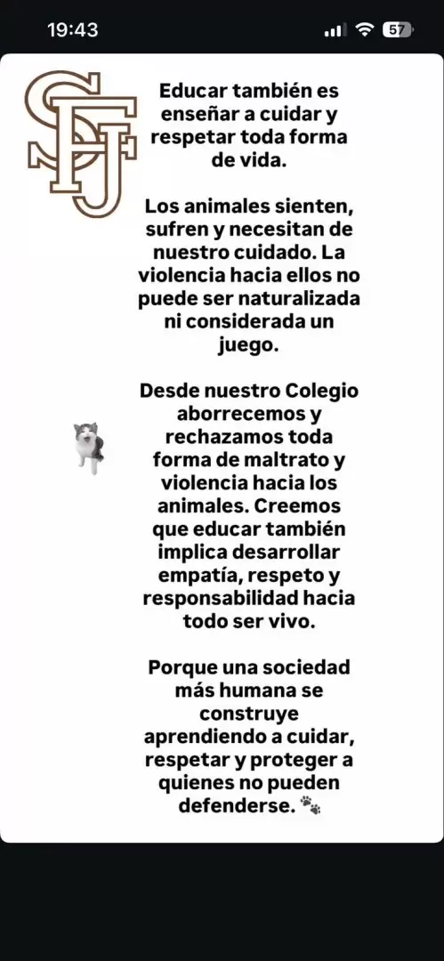 El comunicado del colegio