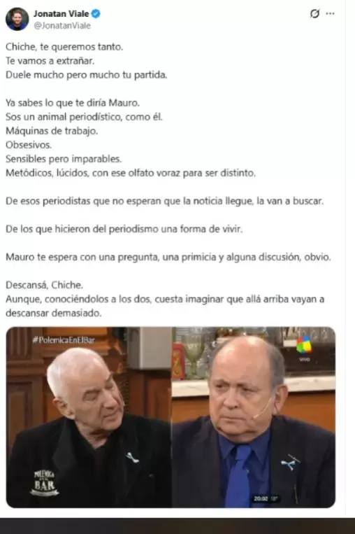 El saludo de Viale a Chiche Gelblung