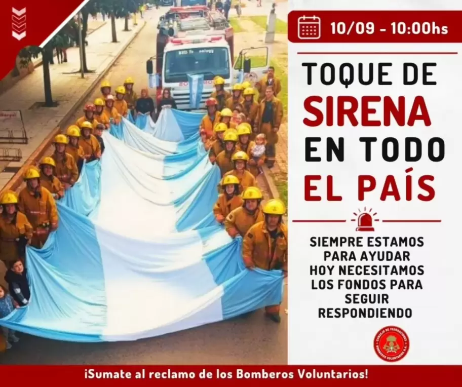 Bomberos Voluntarios convocaron a un sirenazo nacional