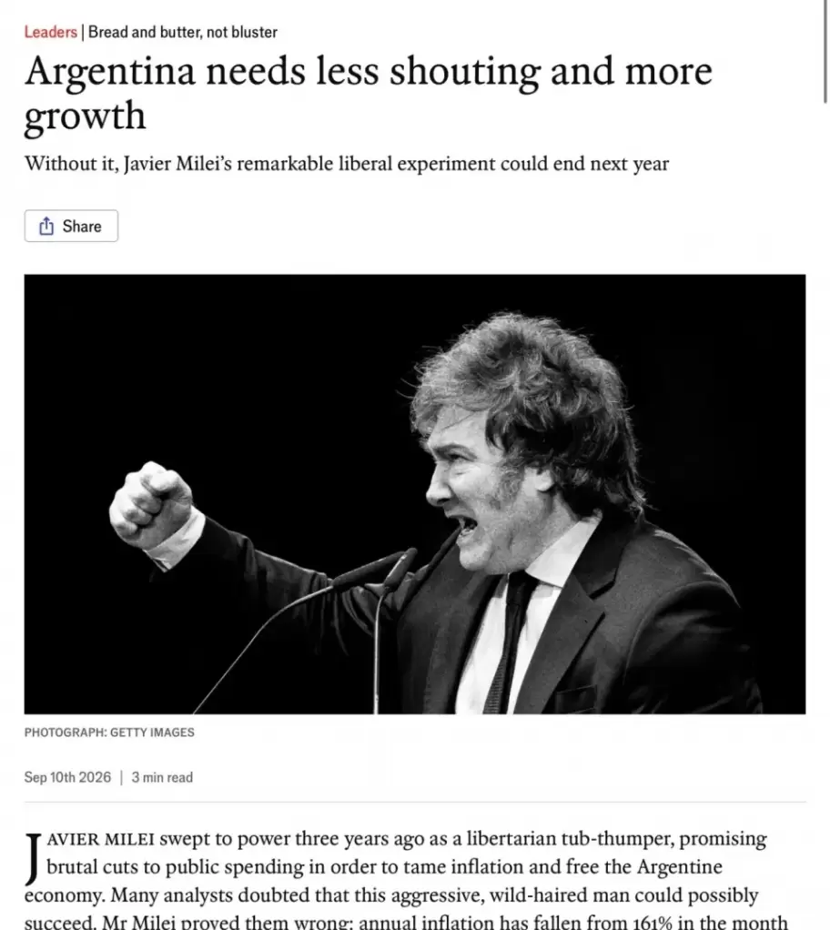 El art�culo de  The Economist que destroza a Javier Milei
