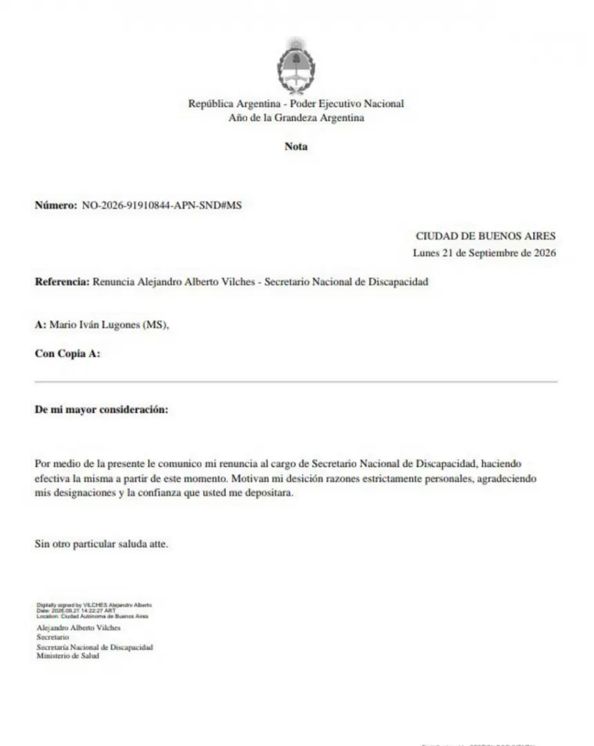Renuncia Alejandro Vilches