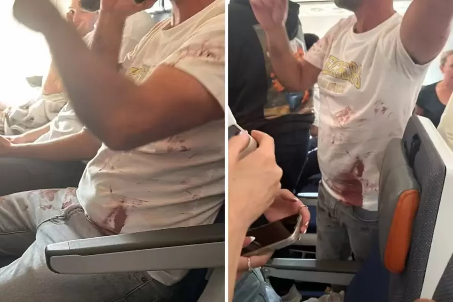 Estremecedoras imágenes de uno de los pasajeros que evitó que el avión se estrelle