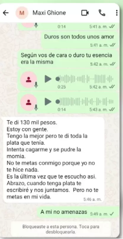 Los chats de Maxi Ghione
