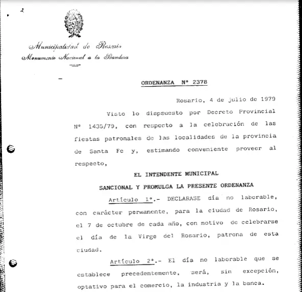 El 7 de octubre ser� feriado en Rosario