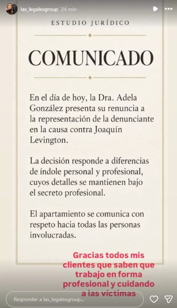 El comunicado de Adela Gonz�lez