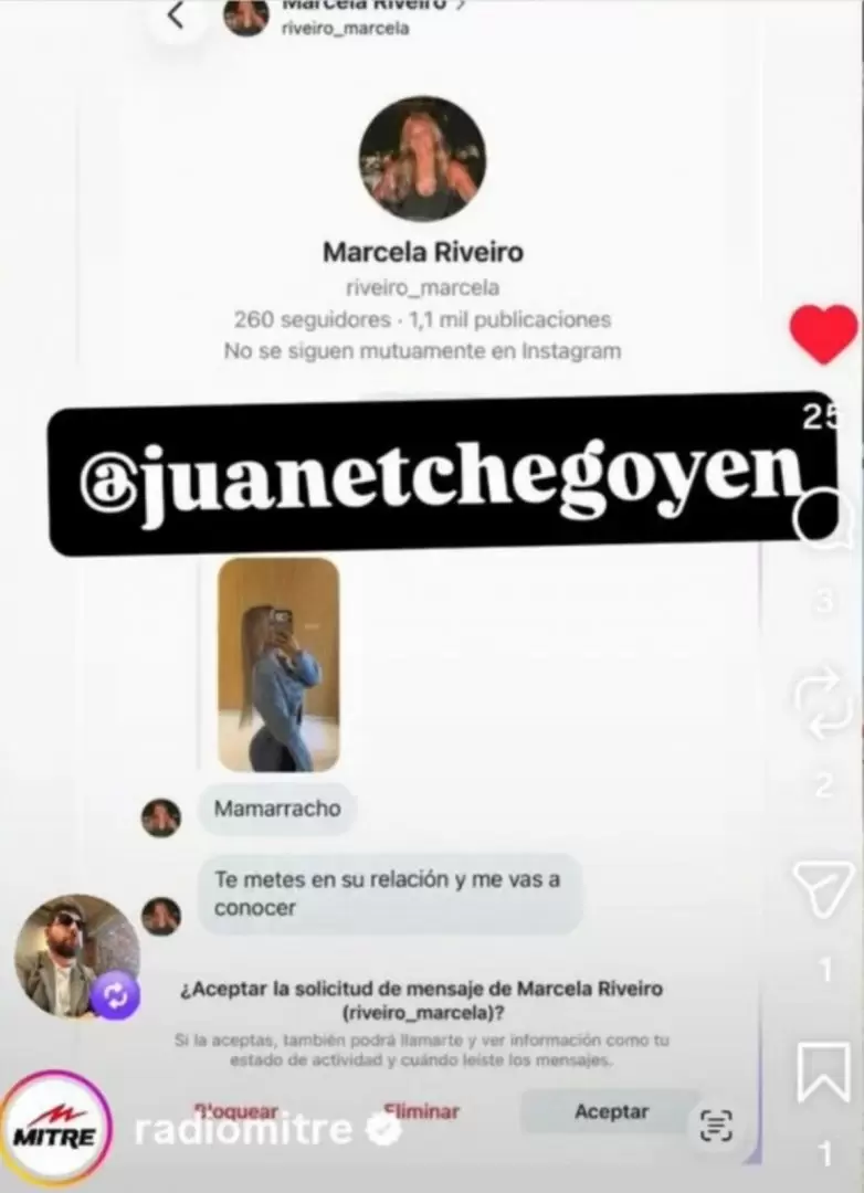 La captura de pantalla que filtr�  Juan Etchegoyen