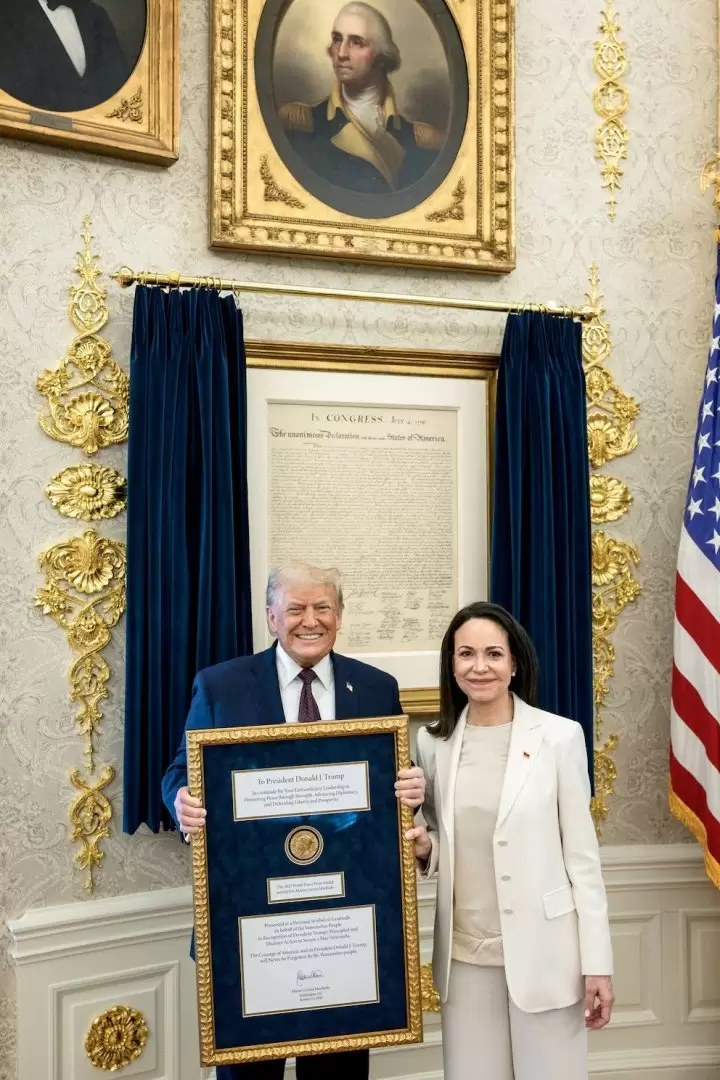 María Corina Machado quiso cederle el premio Nobel de la Paz a Trump