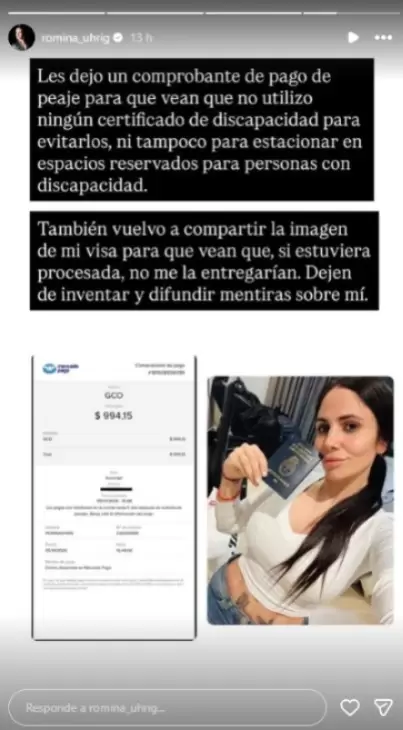 Las pruebas de Romina Uhrig