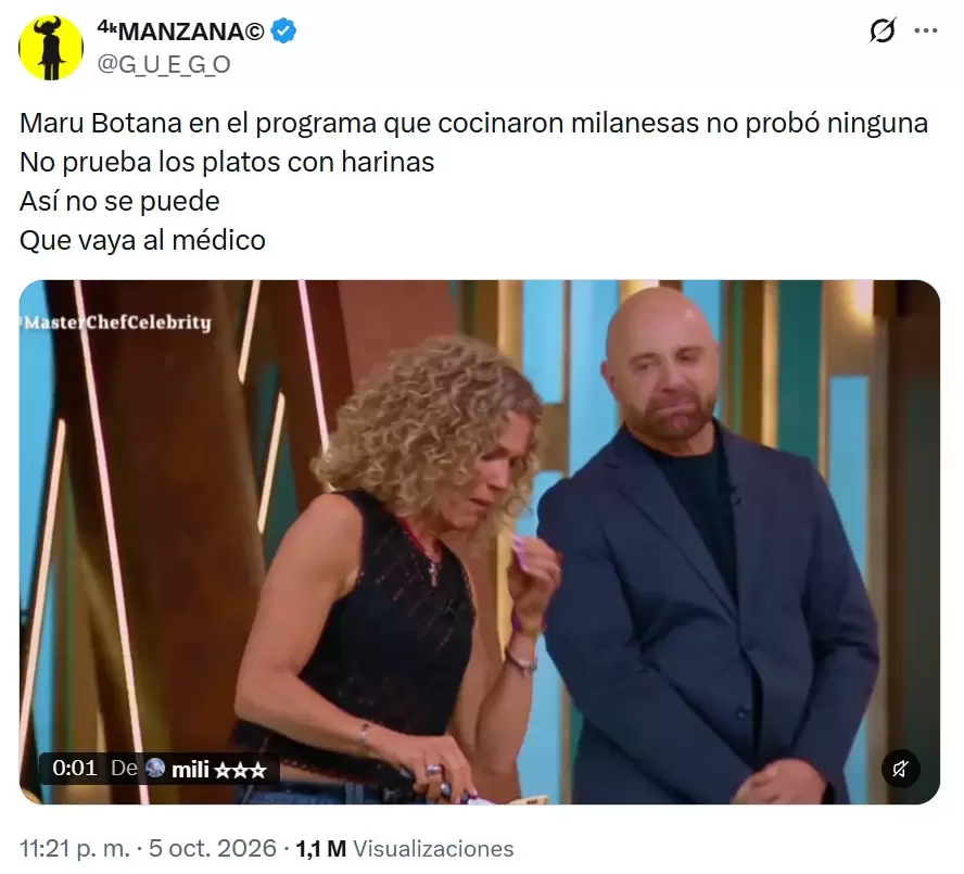 Los usuarios de X no se guardaron críticas contra el nuevo rol de Maru Botana en MasterChef Celebrity.