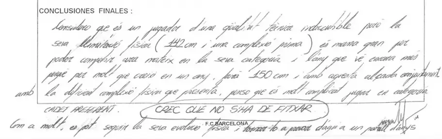 "Creo que no se debe fichar", un evaluador del Barcelona había descartado al Messi de 13 años