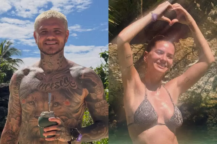 Mauro Icardi y la China Suárez durante sus vacaciones en México